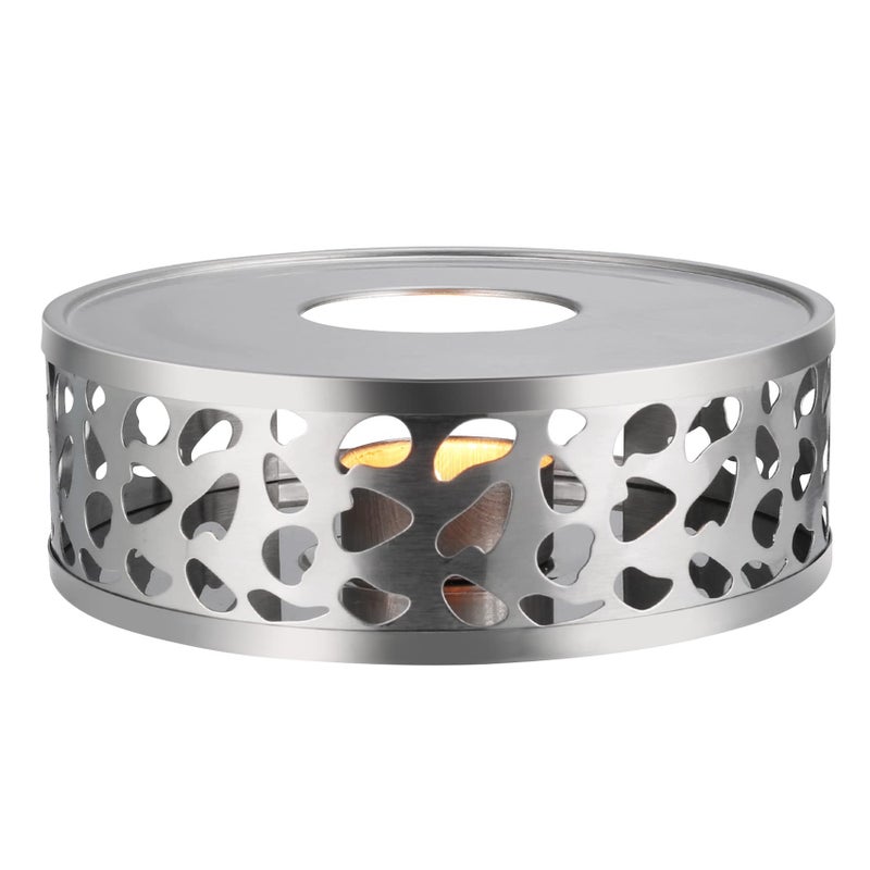 Simtive Teapot Warmer, Brushed Stainless Steel Tea Warmer with Tealight Holder, Silver - Image 1